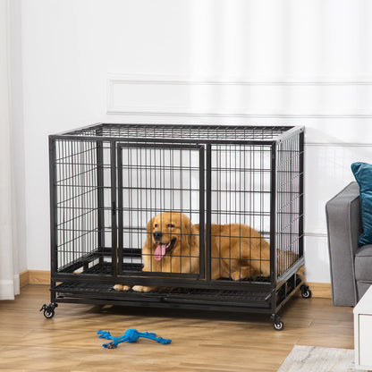 Heavy Duty Dog Crate, Large, 43" x 30" x 32", Two Doors, Lockable Wheels, Removable Tray Houses, Kennels & Pens at Gallery Canada