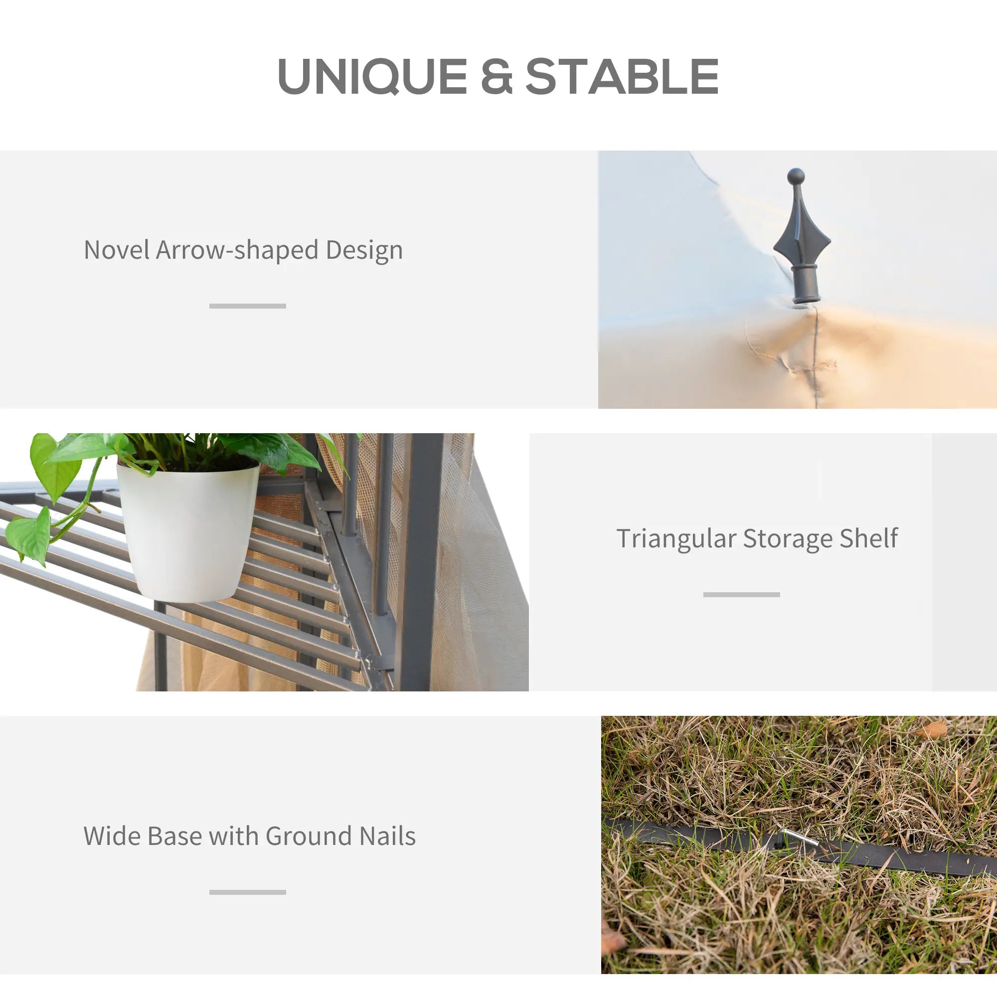 10' x 10' Steel Outdoor Gazebo, Removable Mesh Curtains, Beige Gazebos at Gallery Canada