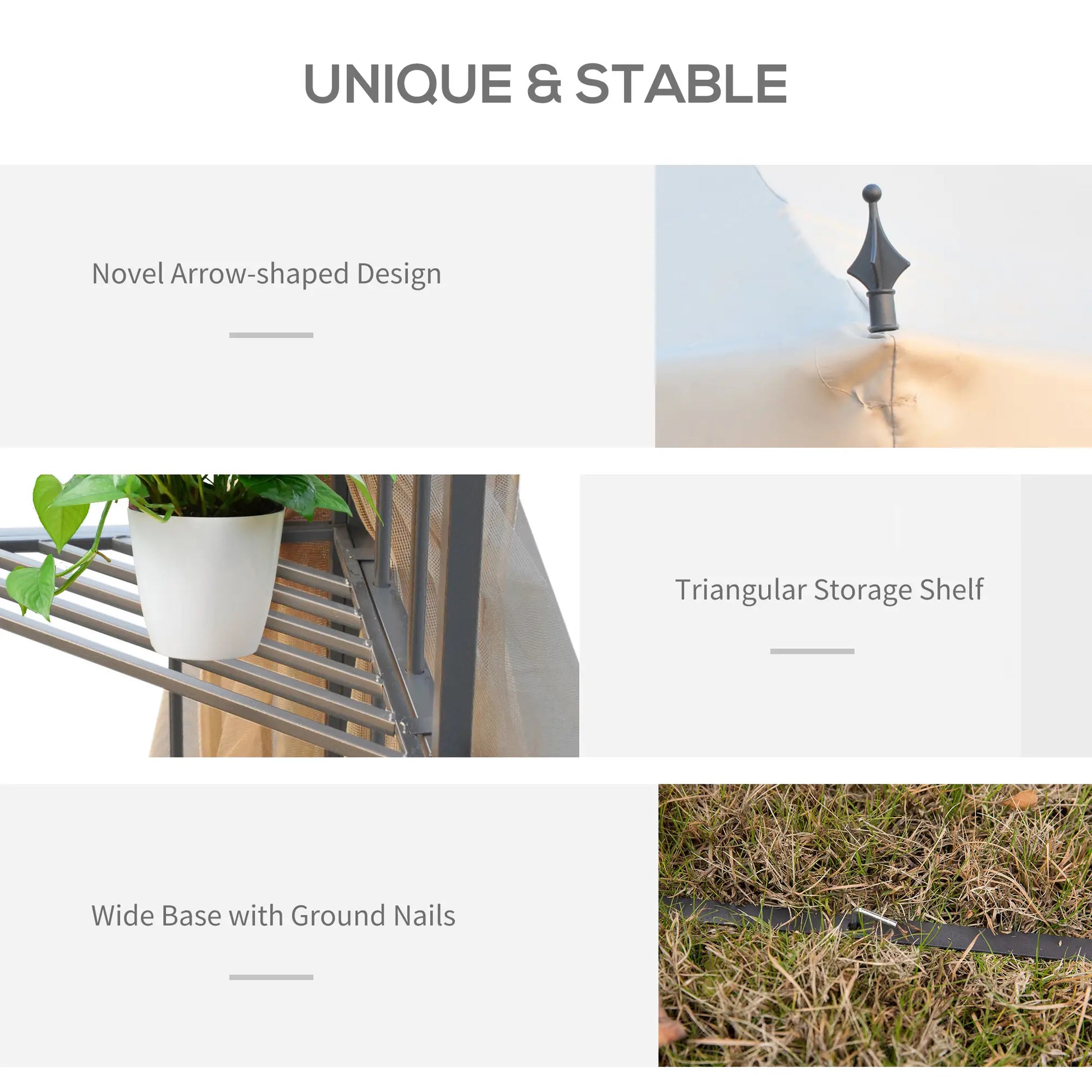 10' x 10' Steel Outdoor Gazebo, Removable Mesh Curtains, Beige Gazebos at Gallery Canada