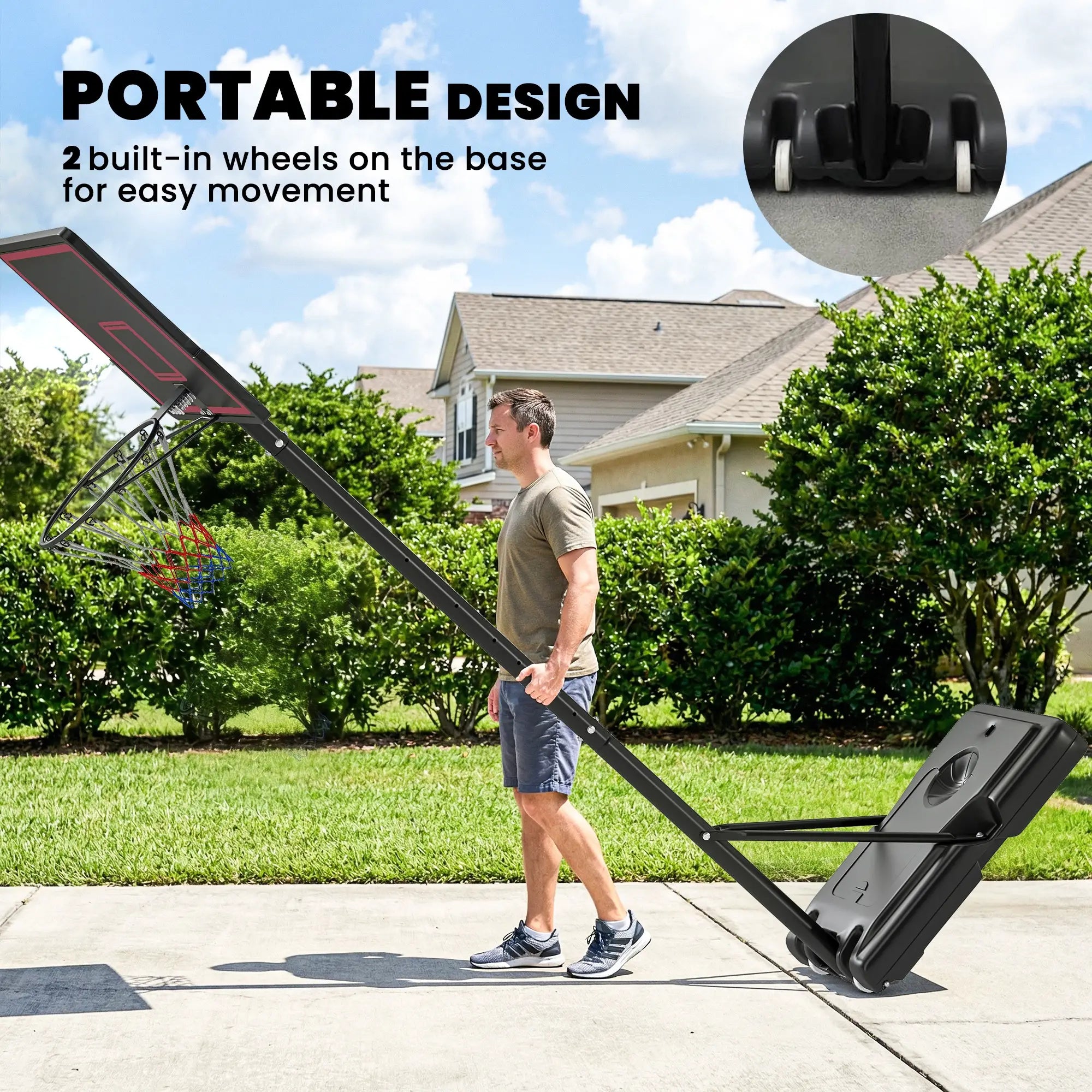 Portable Basketball Hoop, 4.4-10ft Adjustable Height With Wheels Basketball at Gallery Canada