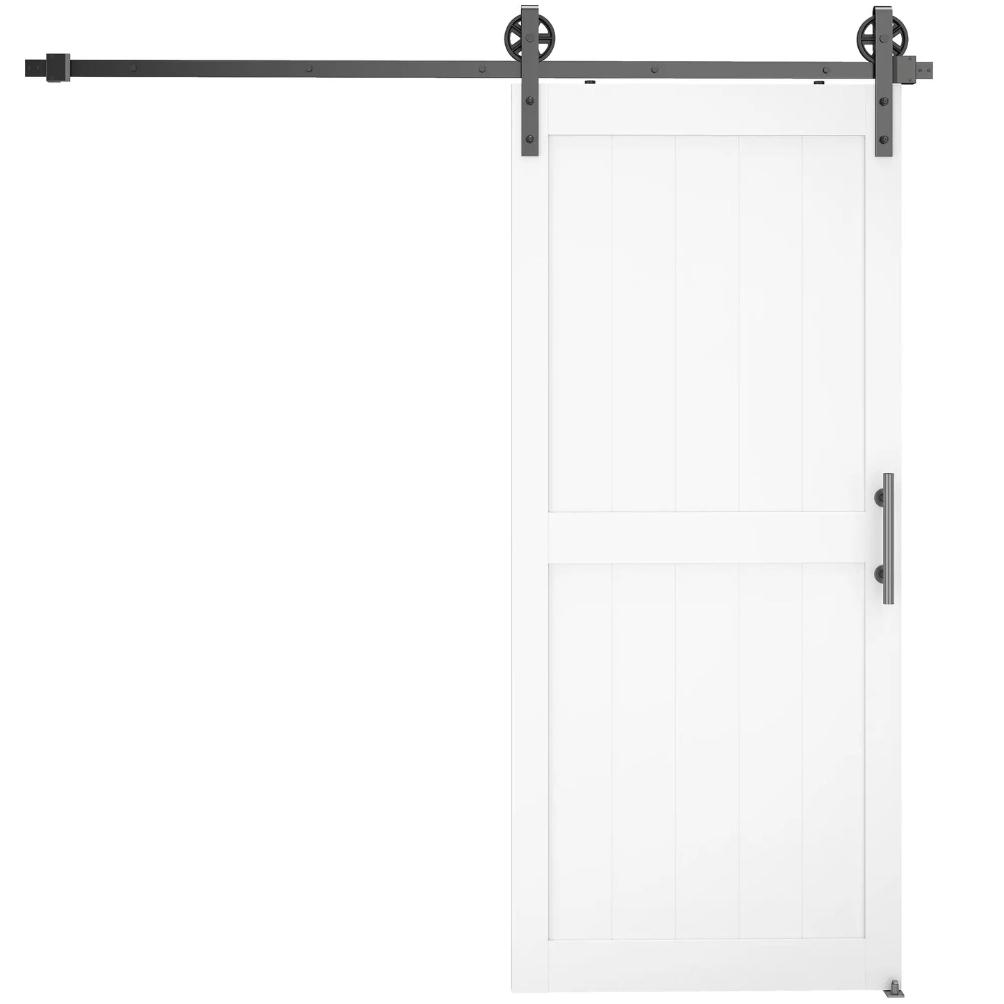 32inx84in Barn Door, Sliding Hardware Kit, Upgraded Rollers, White Door Hardware White, Black at Gallery Canada