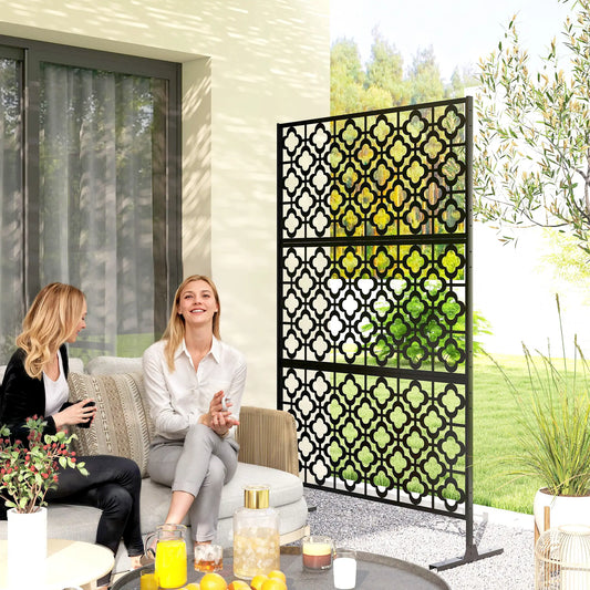 Metal Outdoor Privacy Screen, Freestanding Divider, 78" x 48", Black Side Awnings Black at Gallery Canada
