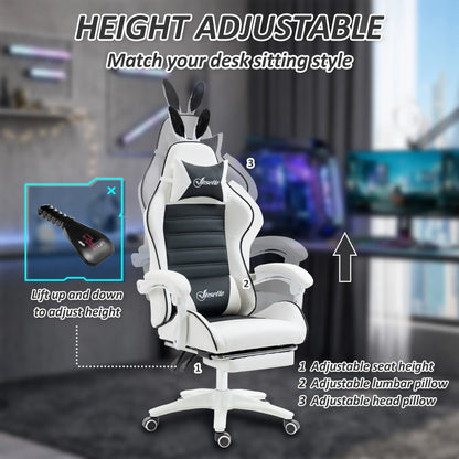Racing Gamer Chair, PU Leather with Footrest, Headrest, Lumbar Support, Black Video Game Chairs at Gallery Canada