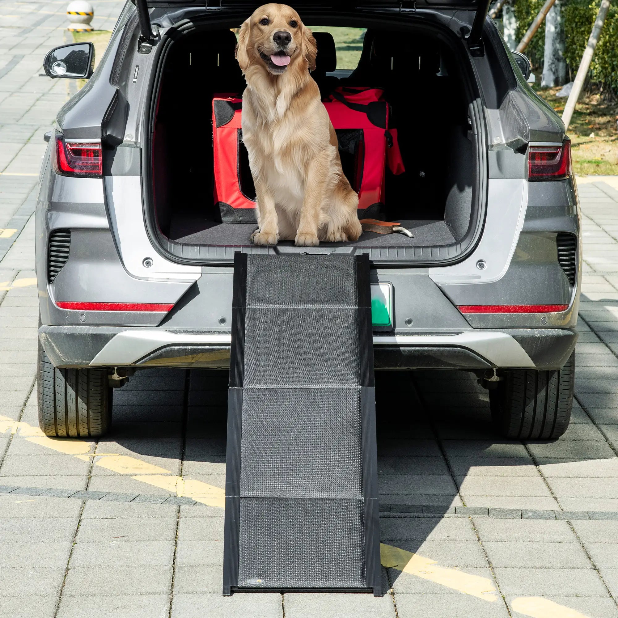 62 Inch Folding Pet Ramp, Lightweight Portable Dog Ramp, Non-Slip Surface, Black Dog Stairs at Gallery Canada