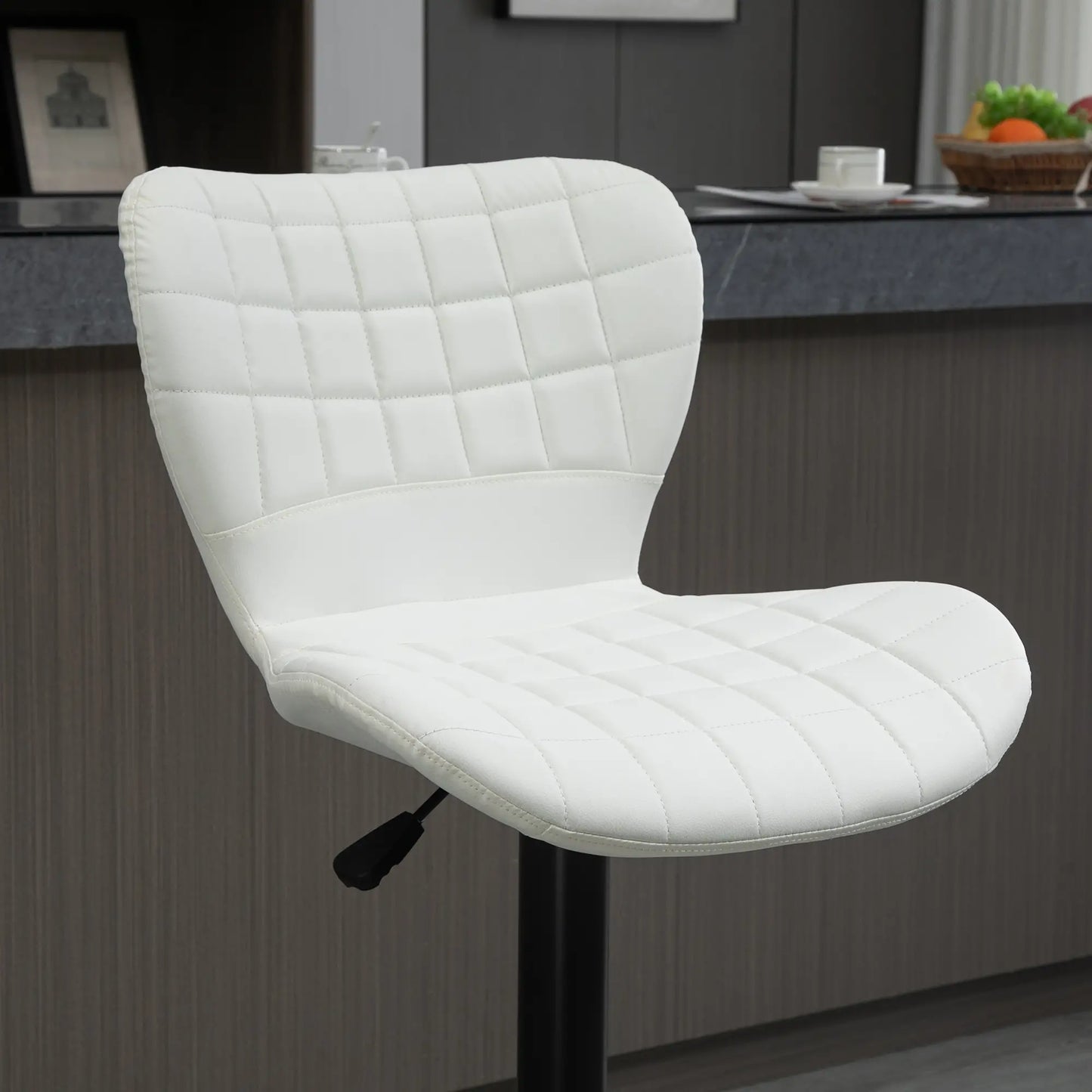 Adjustable Height Swivel Bar Stools, Set of 2, PU Leather, White Bar Stools at Gallery Canada