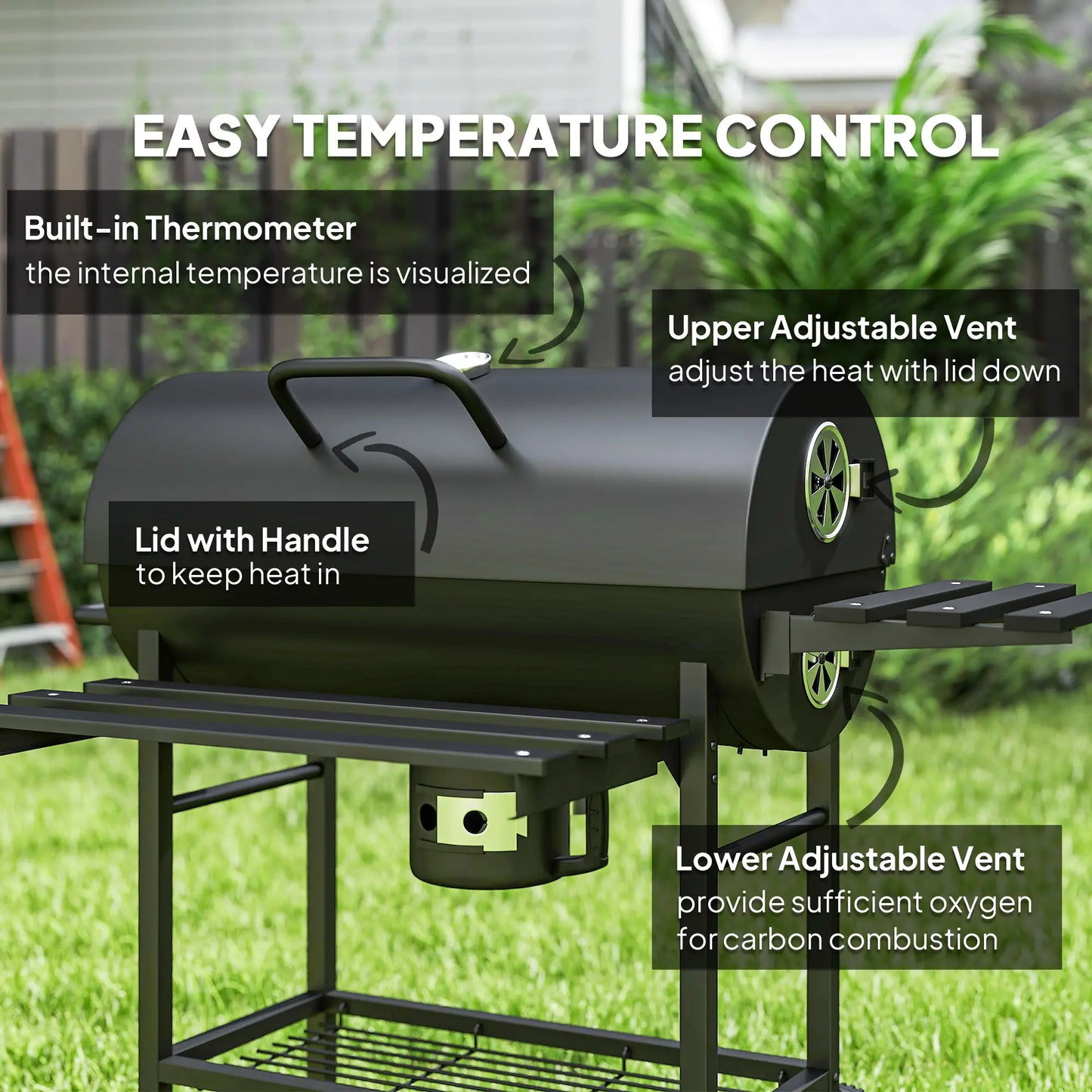 29 Inch Charcoal BBQ Grill With Foldable Table, Black Charcoal BBQ Grils at Gallery Canada