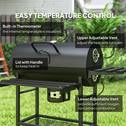 29 Inch Charcoal BBQ Grill With Foldable Table, Black Charcoal BBQ Grils at Gallery Canada
