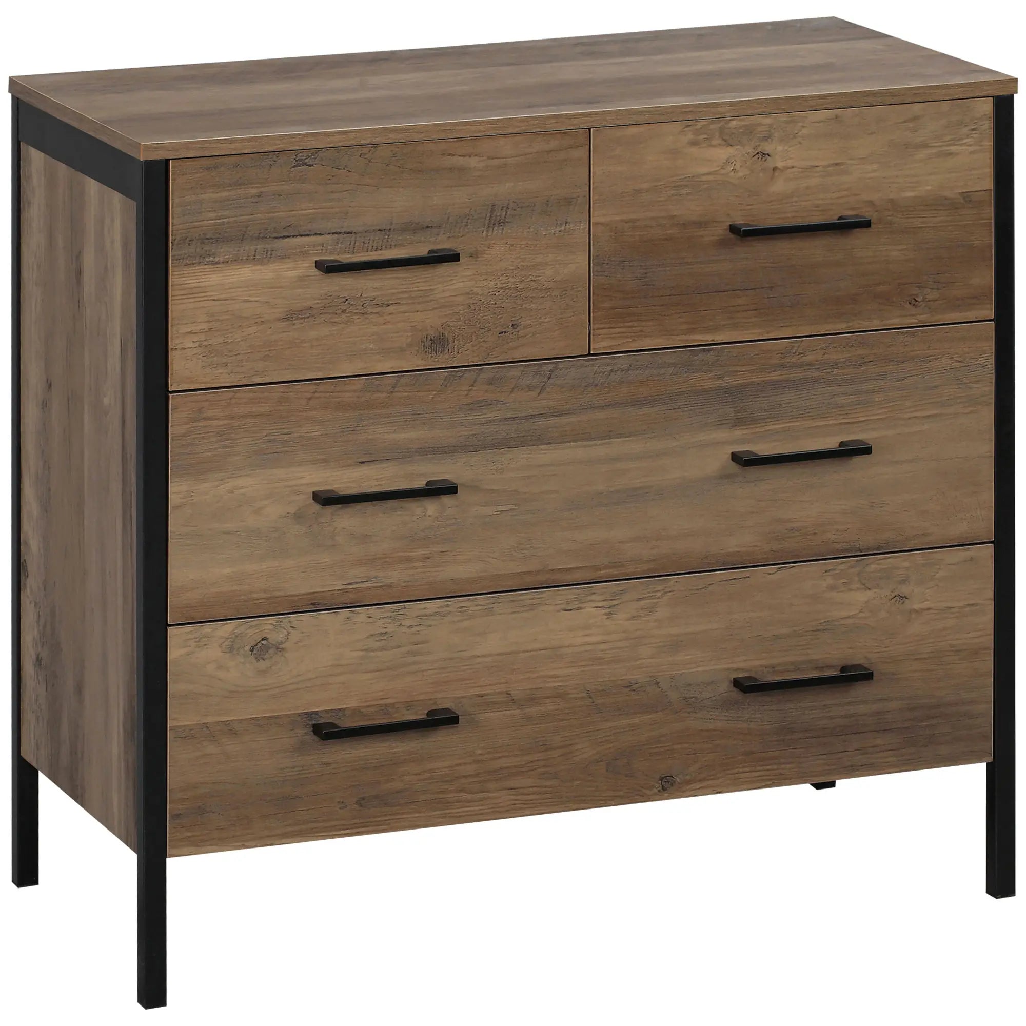 4 Drawer Dresser, Metal Frame, for Bedroom, Living Room, Brown Storage Cabinets Brown at Gallery Canada
