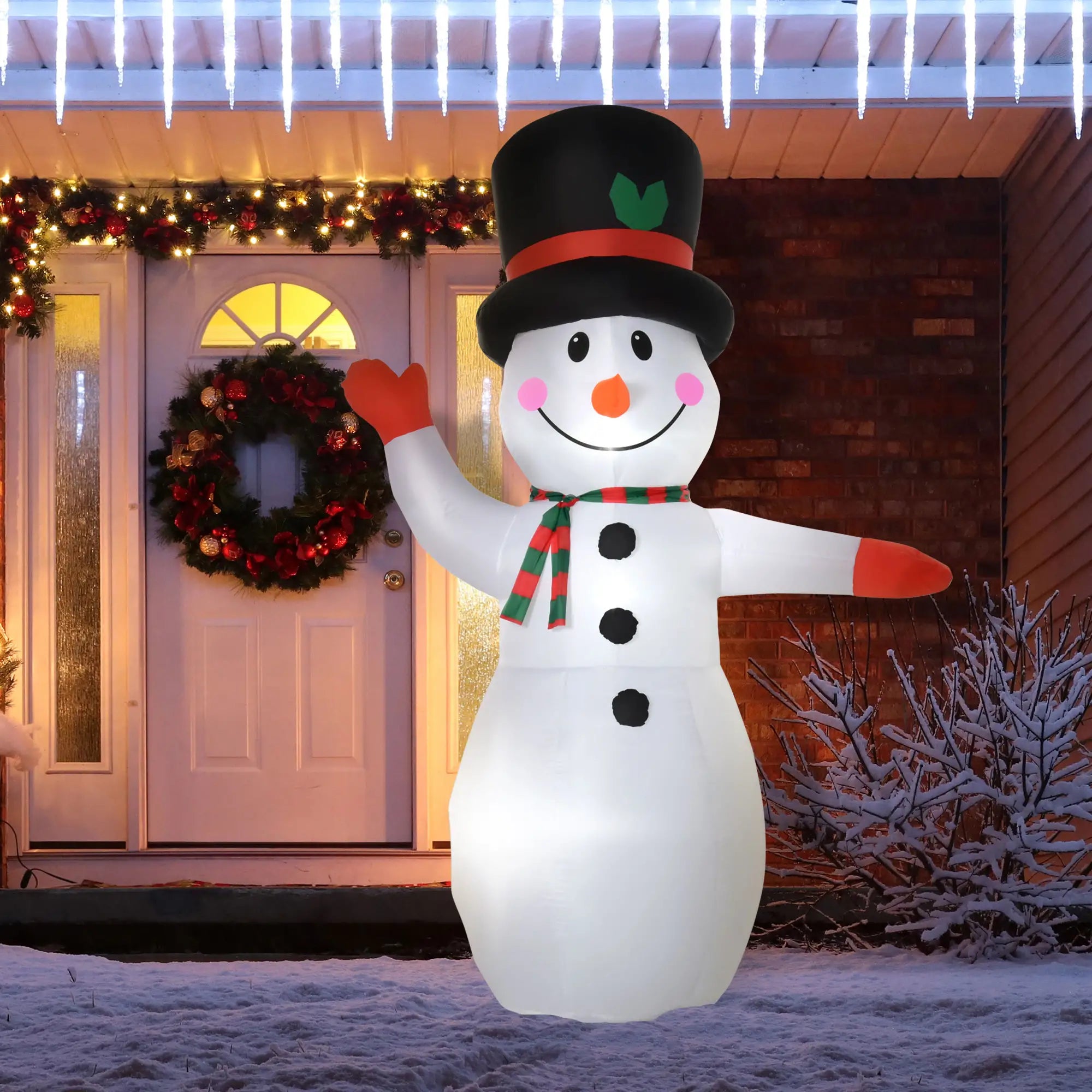 8 Ft Outdoor Lighted Inflatable Christmas Decoration, Waving Snowman Christmas Inflatables at Gallery Canada