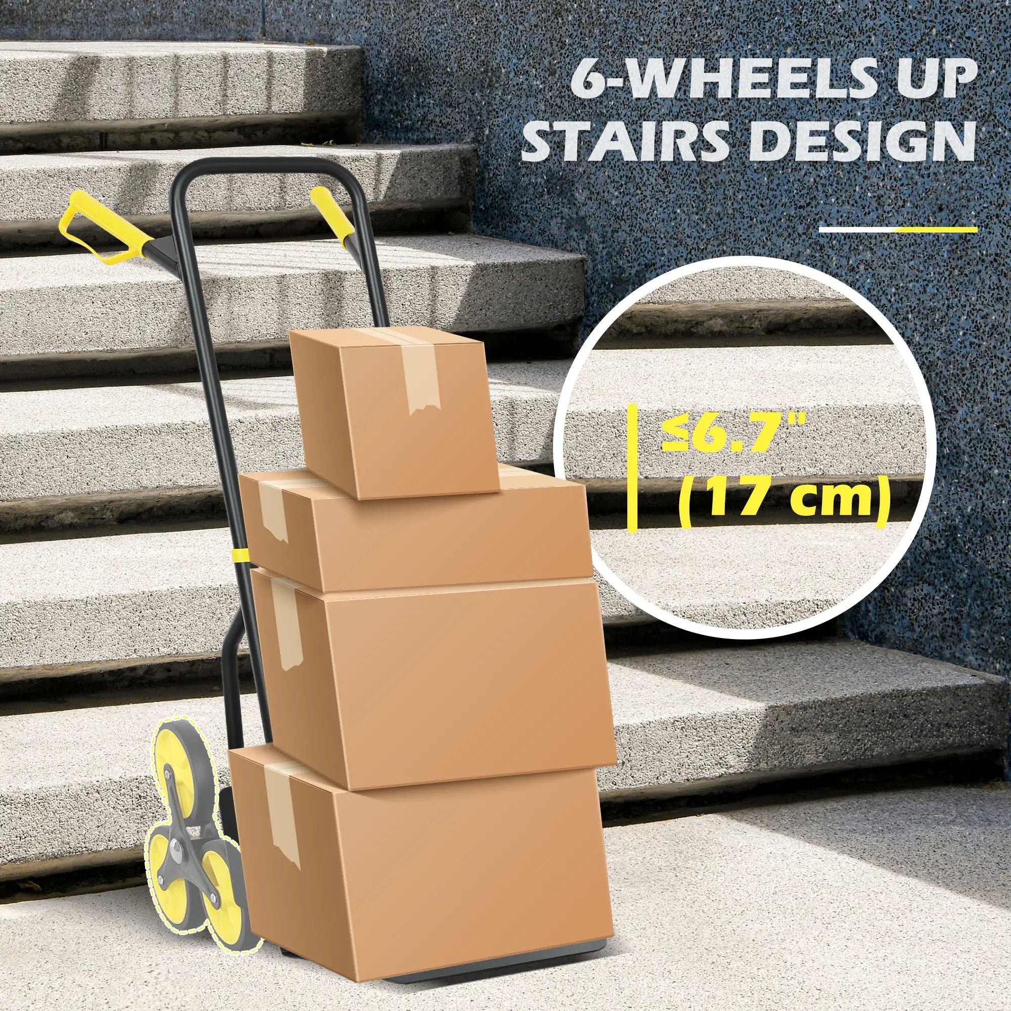 6-Wheels Stair Climber Cart, Foldable Steel, 264lbs Capacity, Yellow Folding Hand Trucks at Gallery Canada