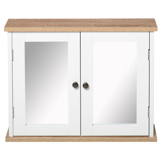 Wall Mounted Mirror Cabinet, Bathroom Medicine Cabinet with 2 Mirrored Doors and 2-tier Shelving - Gallery Canada