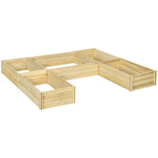 DIY 5-Box Garden Planter, Open Bottom, Natural Wood Raised Garden Beds Natural at Gallery Canada