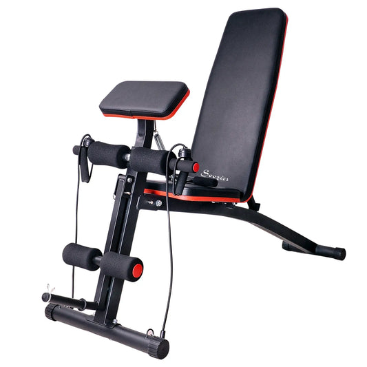 Foldable Adjustable Dumbbell Press Bench, Weight Training Gym Chair, Black & Red Weight Benches Black, Red at Gallery Canada