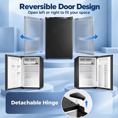 3.2 Cu Ft Mini Fridge, Single Door Compact Refrigerator, Black, Black