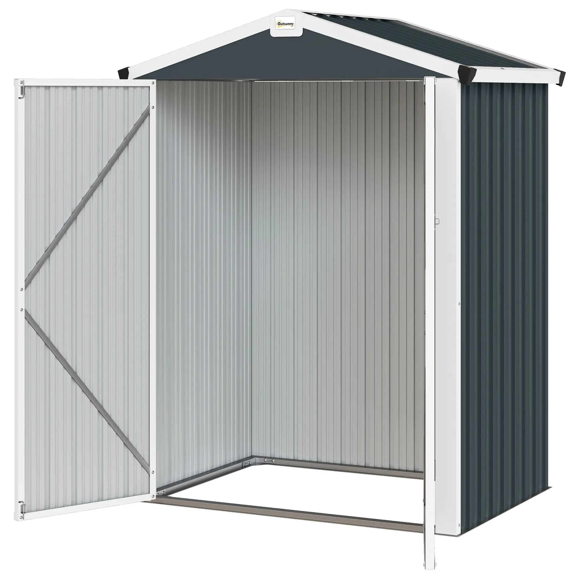 4.4' x 3' Metal Garden Shed, Outdoor Storage With Double Doors Sheds Dark Grey at Gallery Canada