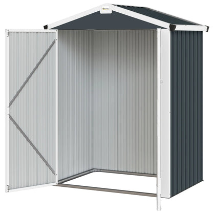 4.4' x 3' Metal Garden Shed, Outdoor Storage With Double Doors Sheds Dark Grey at Gallery Canada