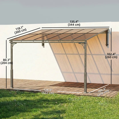 11' x 10' Outdoor Pergola, Wall Mounted Hardtop Gazebo, Polycarbonate Roof Pergolas at Gallery Canada