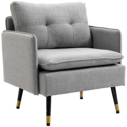 Modern Armchair, Upholstered Accent Chair, Tufted Back, Steel Legs, Grey Accent Chairs at Gallery Canada