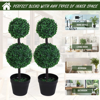 2 Ball Topiary Tree in Pot, Artificial Plant, Home Office Decor, Dark Green Artificial Trees at Gallery Canada