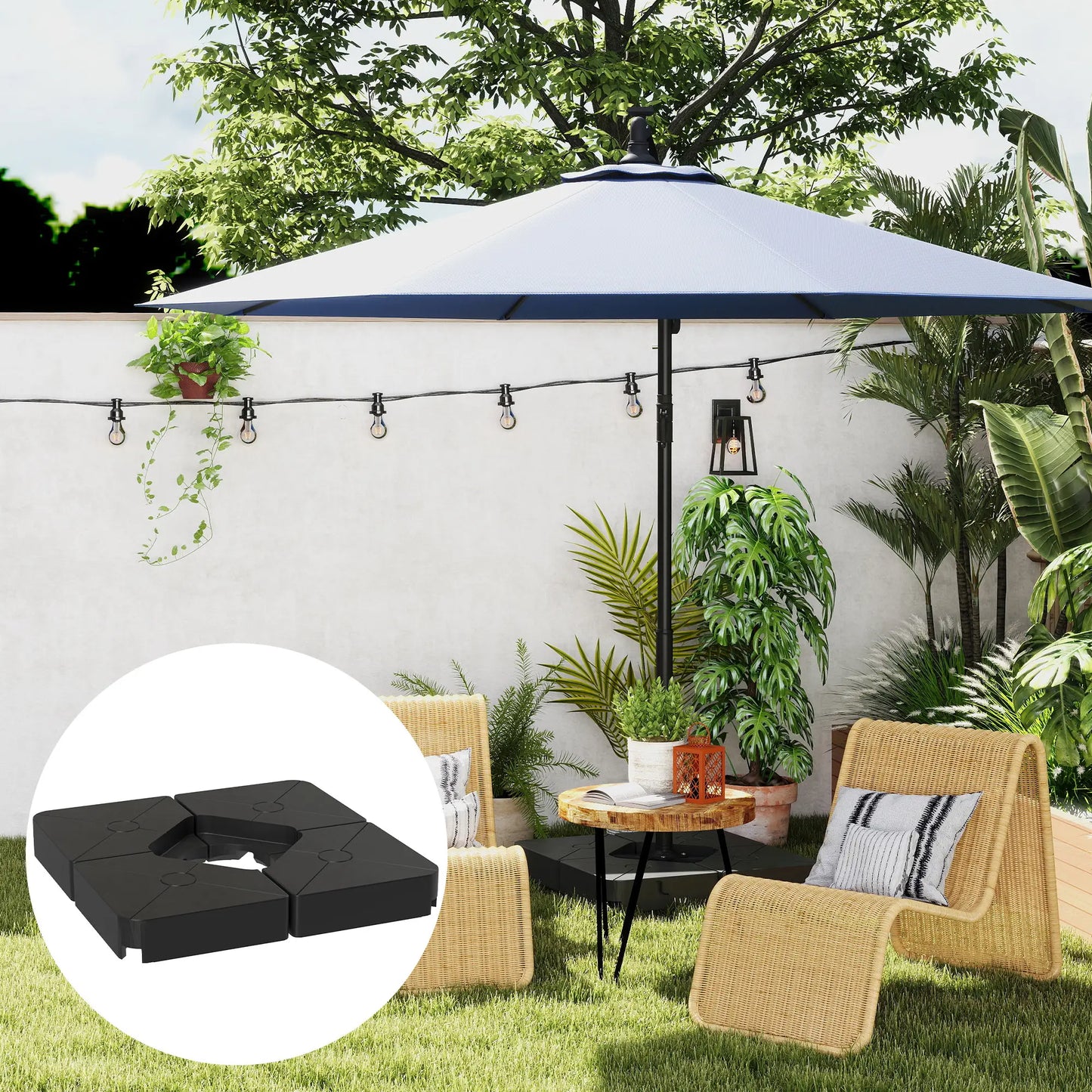 Umbrella Weights For Cantilever Parasols, Set Of 4, Black Umbrella Bases at Gallery Canada