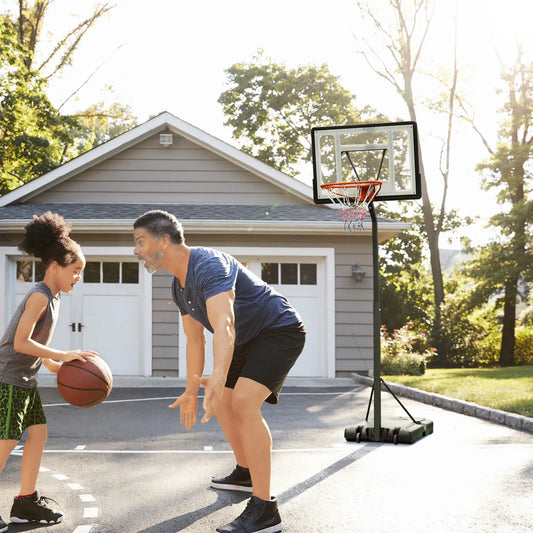 Portable Basketball Hoop Stand with Wheels, Height Adjustable 8FT-10FT, Black Basketball Black at Gallery Canada