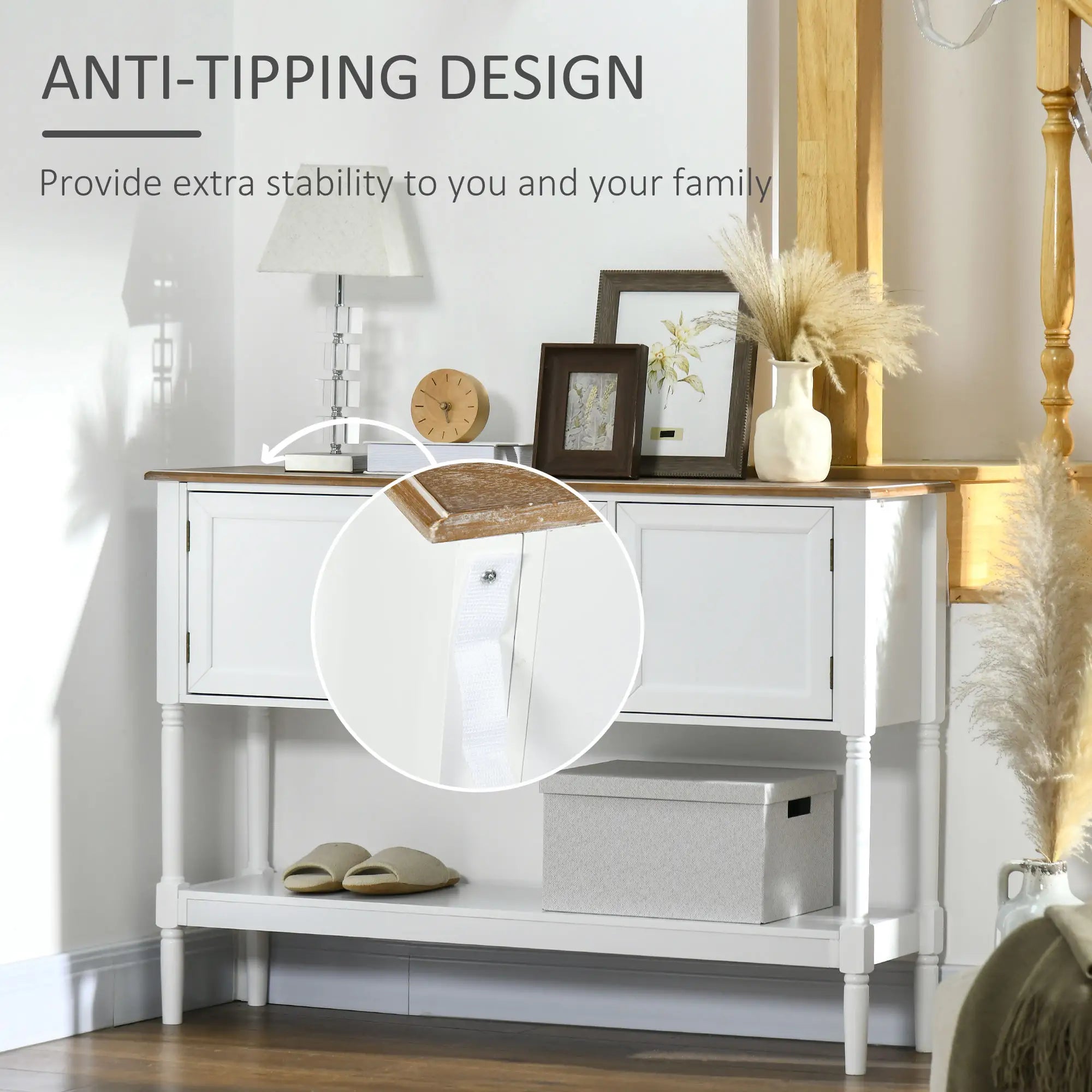 Vintage Console Table, 2 Drawers and Cabinets, Retro Sofa Table, White Console Tables at Gallery Canada