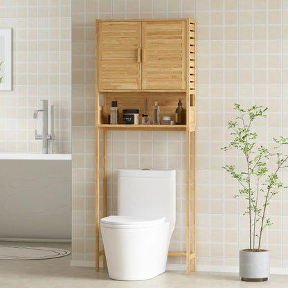 Over The Toilet Cabinet, 2 Doors, Adjustable Shelf, Natural Wood Finish Over The Toilet Storage at Gallery Canada