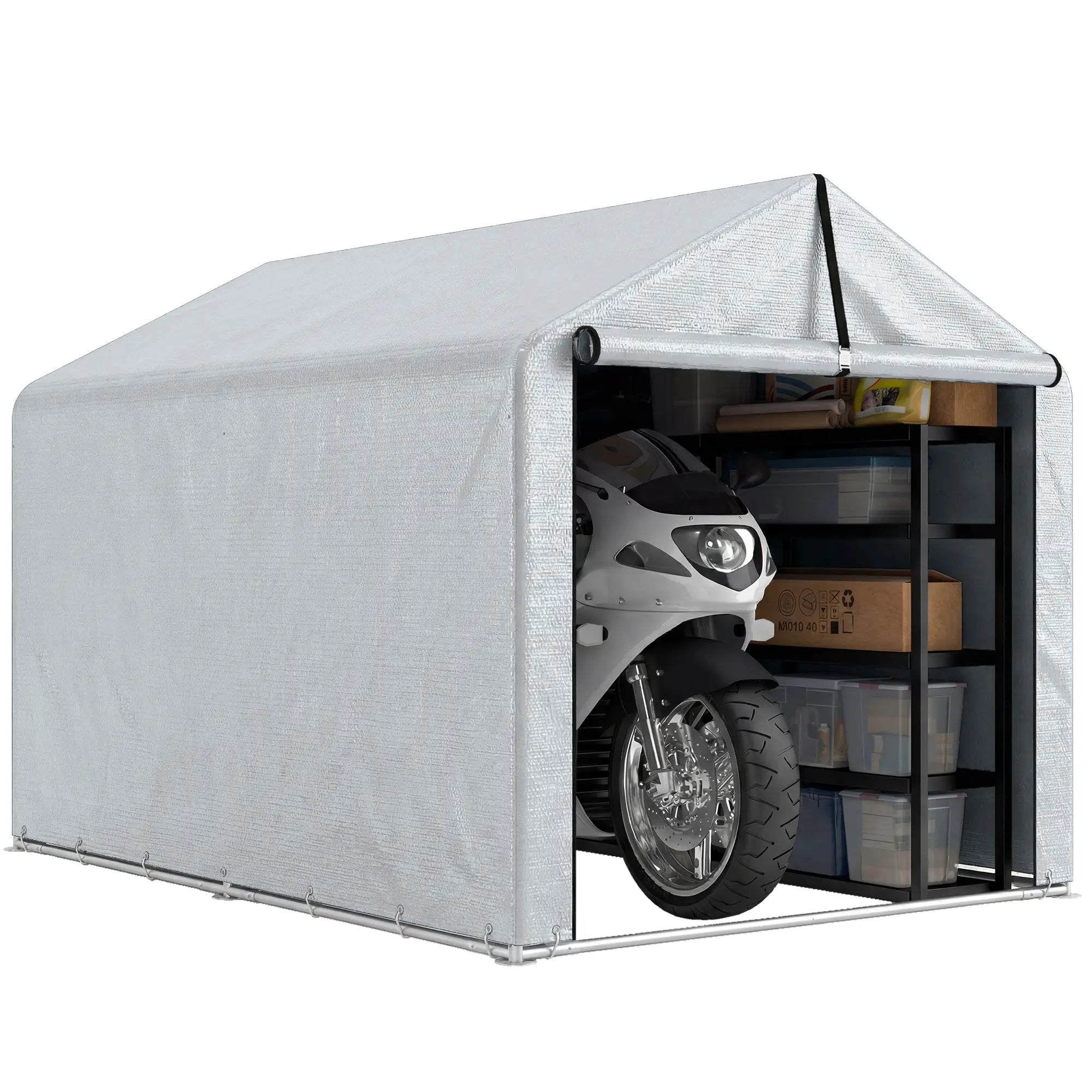 7' x 5' Portable Bike Shed, Waterproof Tent with Zipper Door Portable Shed at Gallery Canada