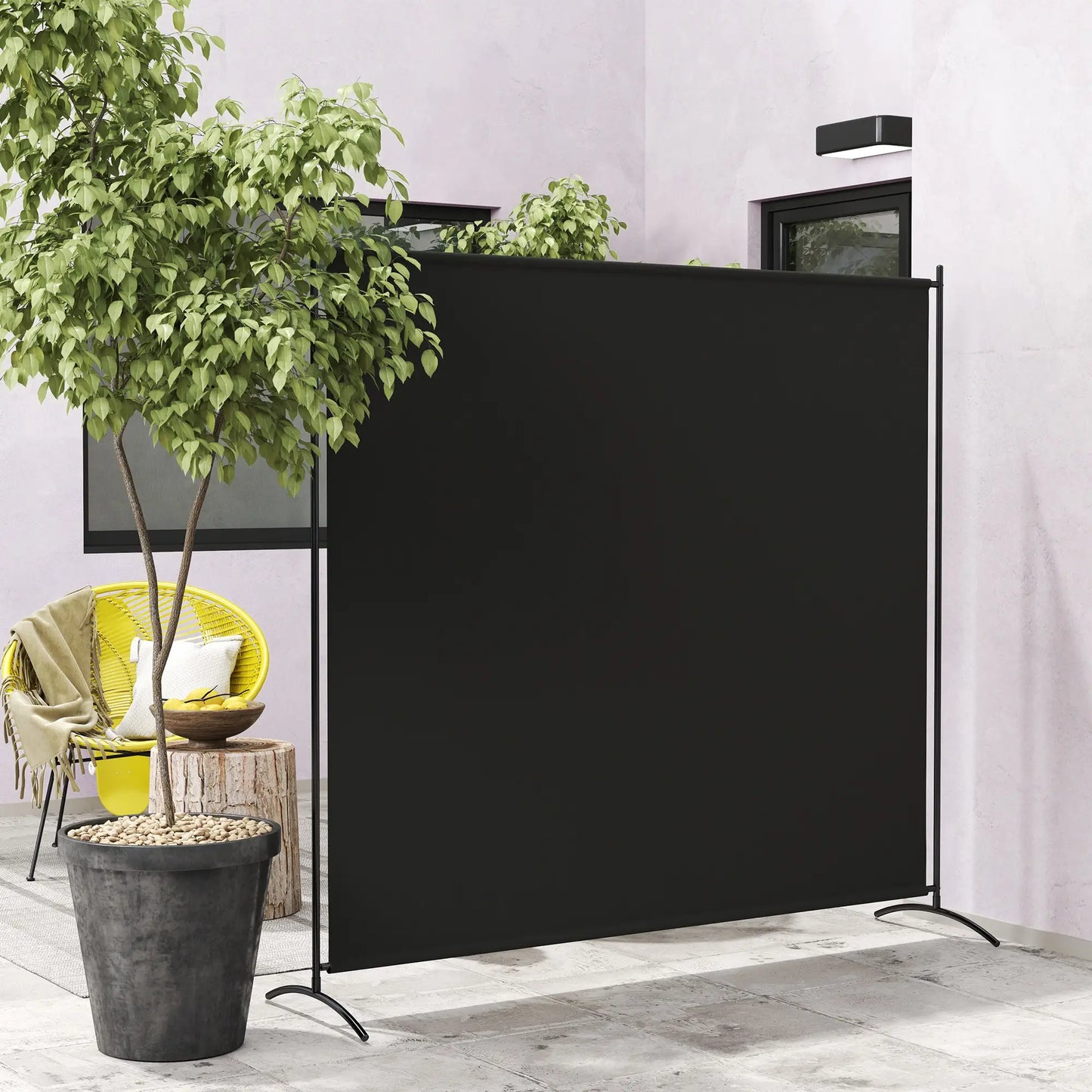 Single Panel Room Divider, UV30+ Privacy Screen, Indoor Outdoor, Black Side Awnings at Gallery Canada