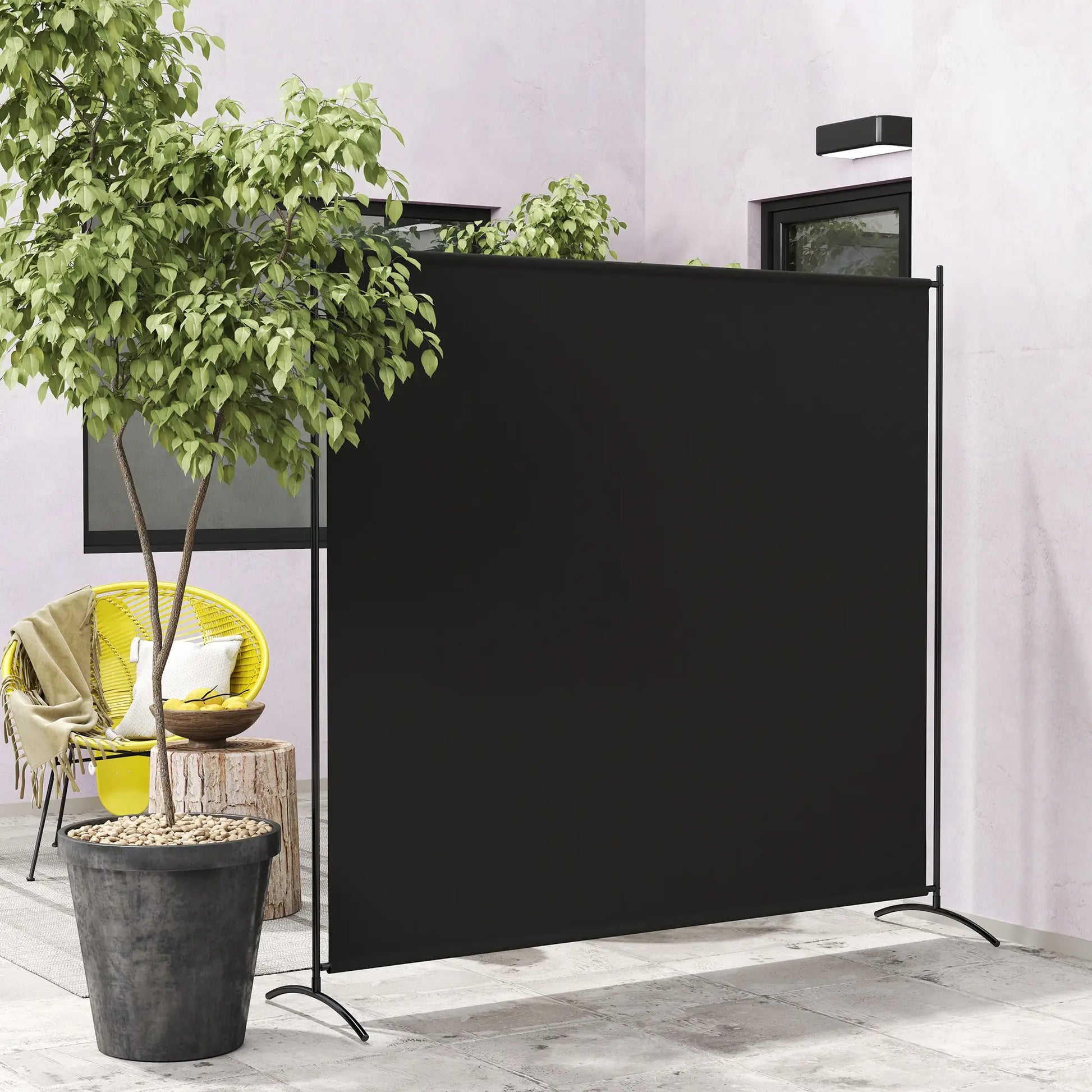 Single Panel Room Divider, UV30+ Privacy Screen, Indoor Outdoor, Black Side Awnings at Gallery Canada