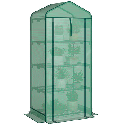 Mini Greenhouse With Screen Roof, 27.6" x 19.7" x 62.2", Green