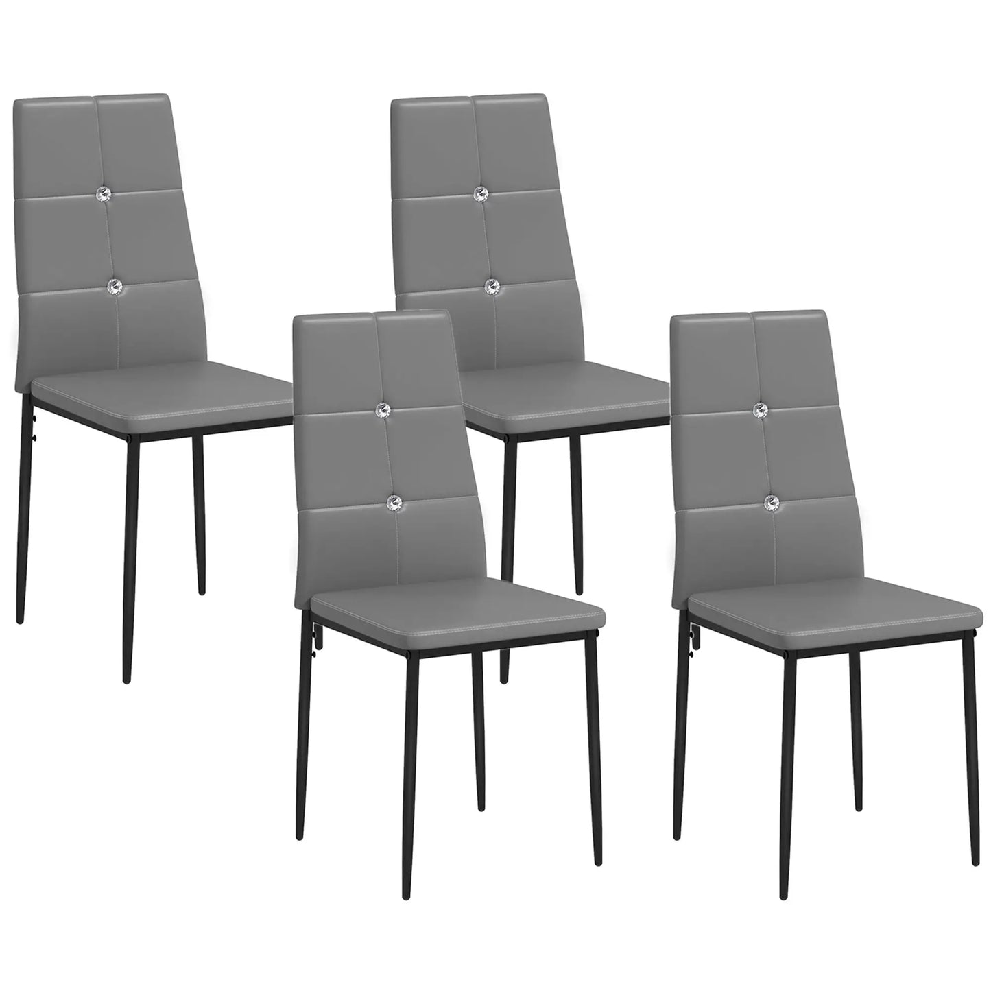 Modern Dining Chairs Set of 4, Upholstered Seat, Steel Legs, Grey Bar Stools Grey at Gallery Canada