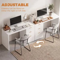 Computer Desk with Reversible Drawers, 47" White, White