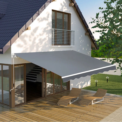 8' x 7' Retractable Awning, UV Water-Resistant Fabric, Aluminum Frame, Grey Deck Awnings at Gallery Canada