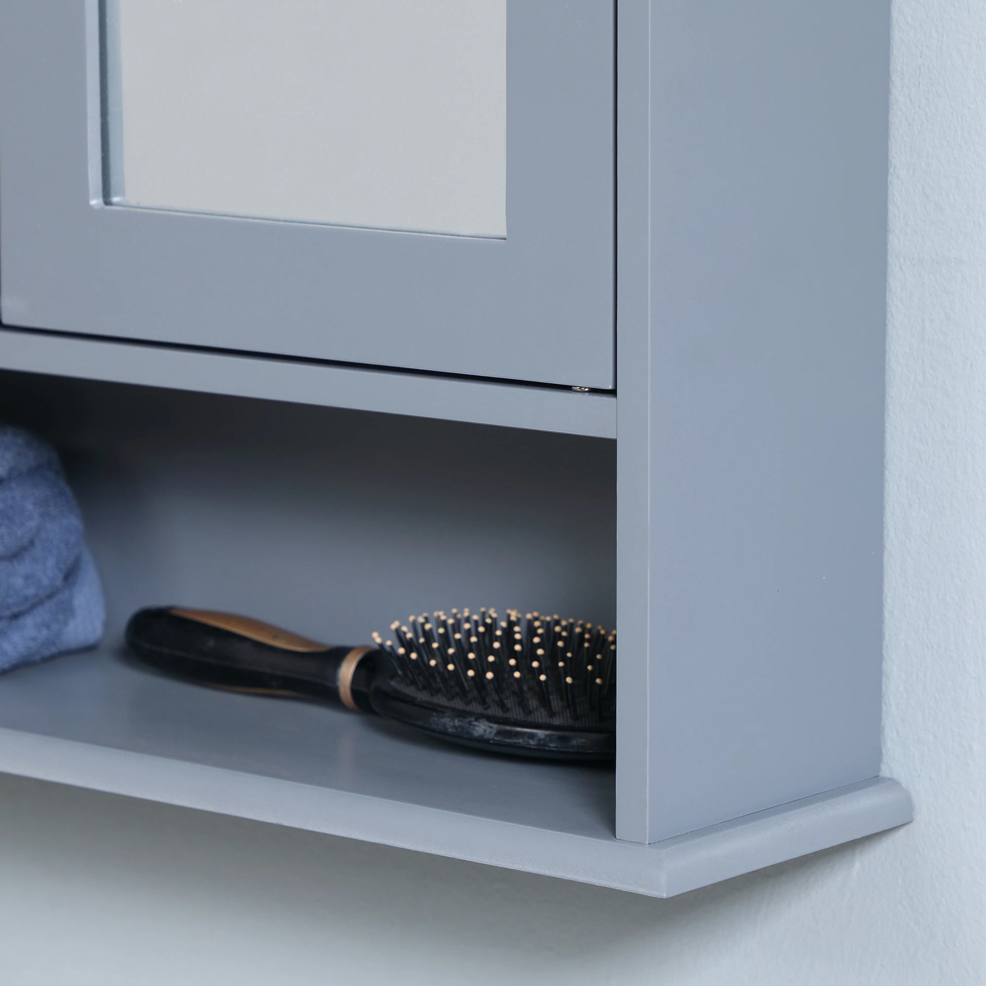 Wall-Mounted Medicine Cabinet, Double Doors, Open Shelf, Adjustable, Grey Mirror Medicine Cabinets at Gallery Canada