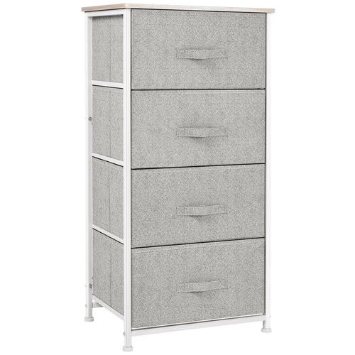 Linen Drawer Cabinet, 4 Removable Drawers, Adjustable Feet, White