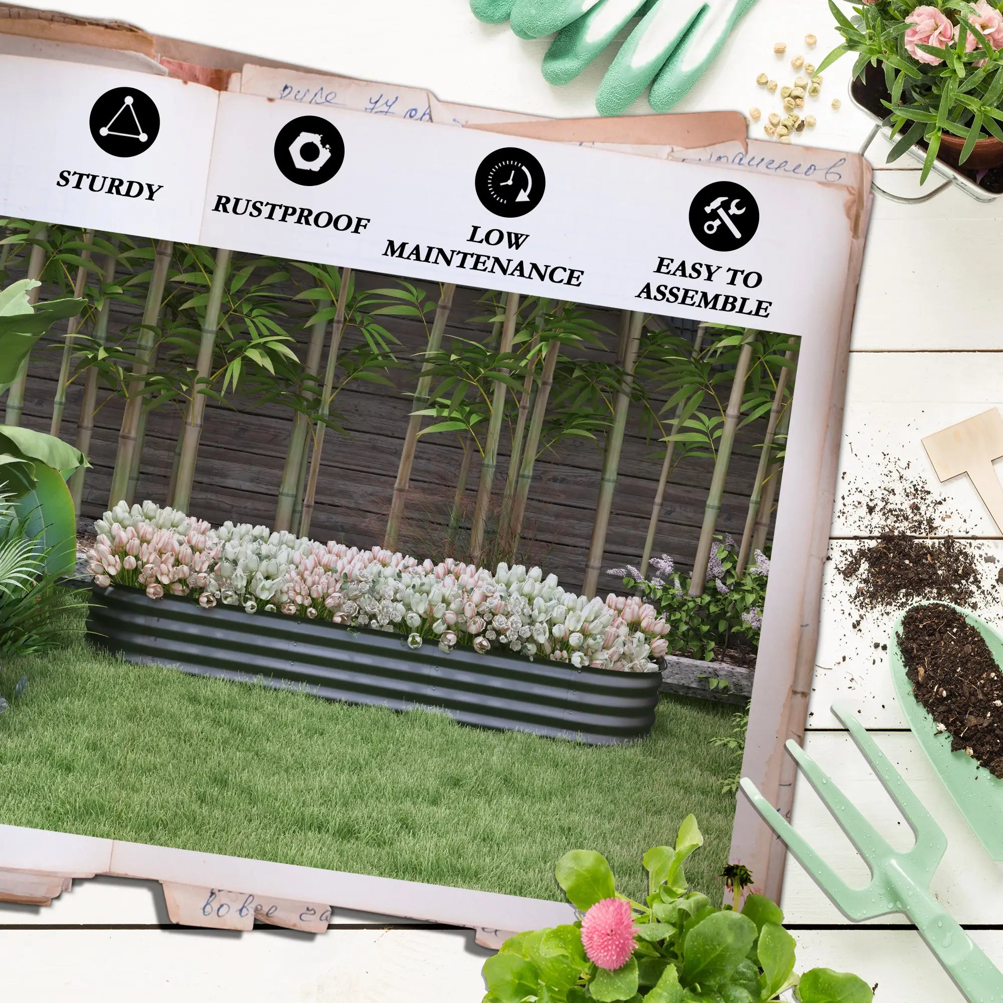 6.4 x 2 x 1ft Galvanized Raised Garden Bed, Metal Planter Box, Dark Grey Raised Garden Beds at Gallery Canada