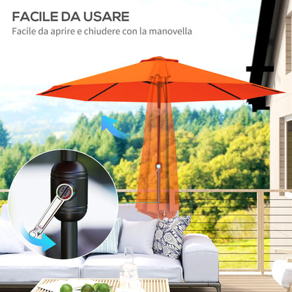 Parasol de marché rond 10' x 8', parasol de patio avec inclinaison à manivelle, orange
