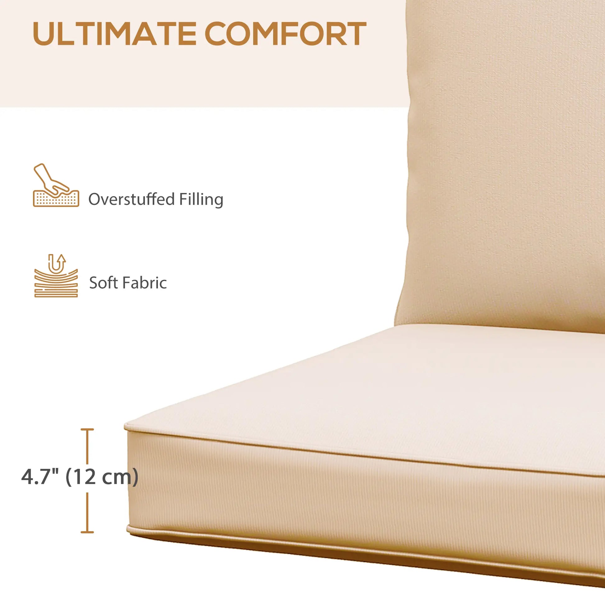 Patio Chair Cushions, Thick Deep Seat with Back, Beige Patio Chair Cushions at Gallery Canada