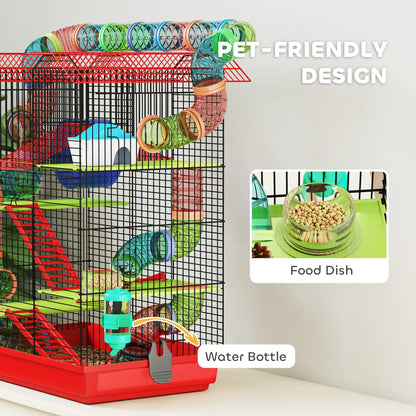 18.5" Hamster Cage, 5 Tiers, With Tunnel Tube System, Red Hamster Cages at Gallery Canada