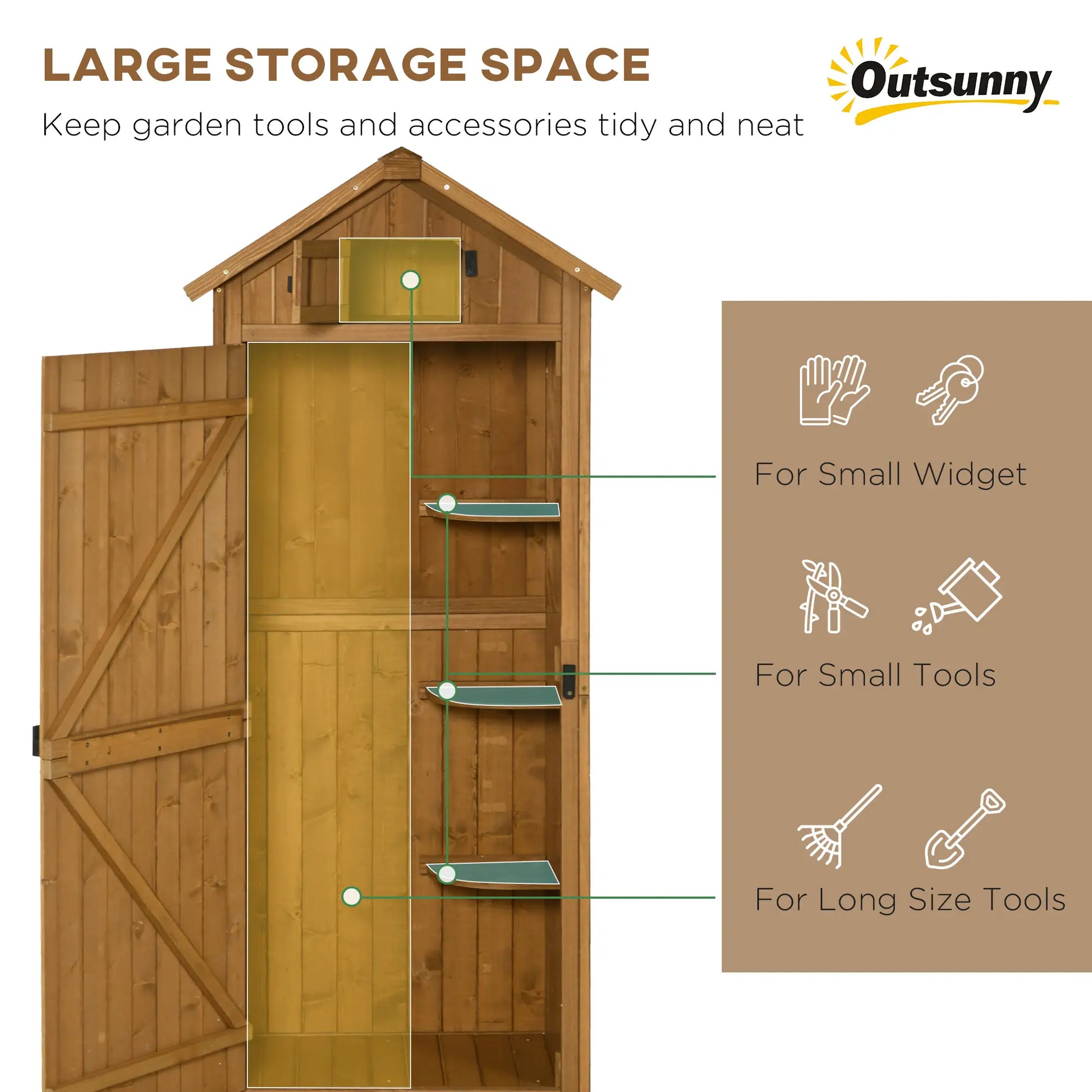 30" x 21" x 71" Garden Storage Shed, Outdoor Tool House, 3 Tier Shelves, Brown Sheds at Gallery Canada