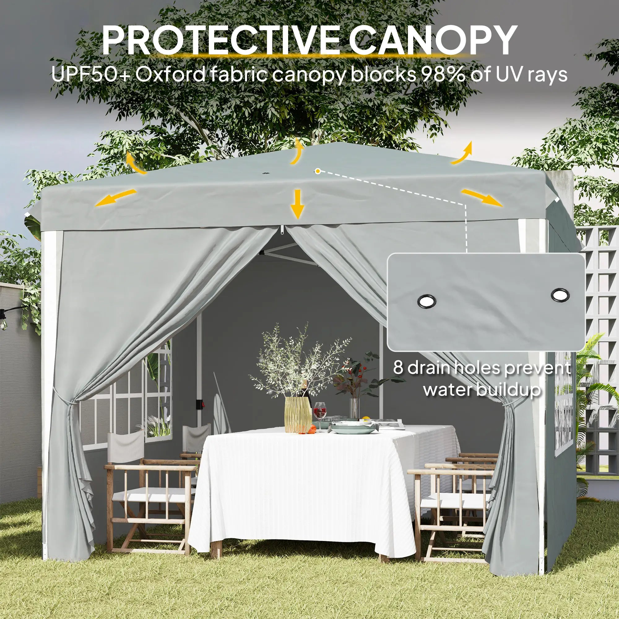 10' x 10' Pop-Up Canopy Tent, Sidewalls, Adjustable Height, Light Grey Pop Up Canopies at Gallery Canada