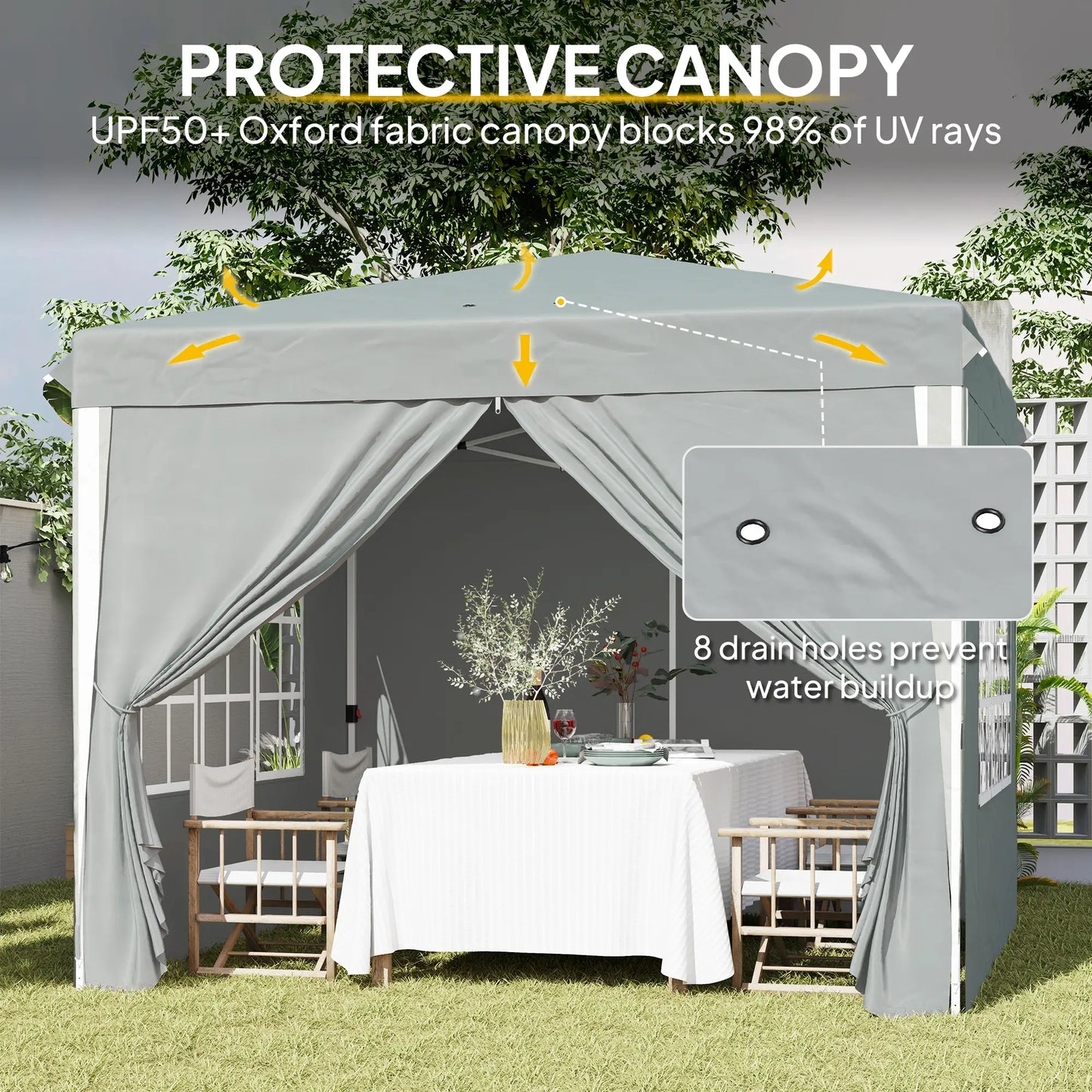 10' x 10' Pop-Up Canopy Tent, Sidewalls, Adjustable Height, Light Grey Pop Up Canopies at Gallery Canada