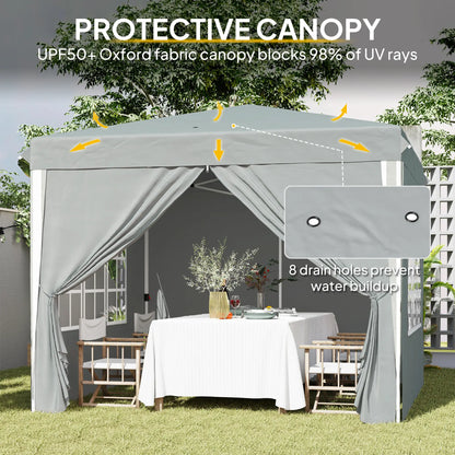 10' x 10' Pop-Up Canopy Tent, Sidewalls, Adjustable Height, Light Grey Pop Up Canopies at Gallery Canada