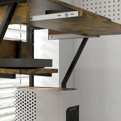 32 Mobile Computer Table, Rolling Study Desk with Keyboard Tray, Rustic Brown Computer Desks at Gallery Canada