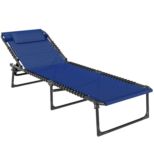 Outdoor Folding Lounge Chair, 4-Level Adjustable, Navy Blue Lounger Chairs Navy Blue at Gallery Canada