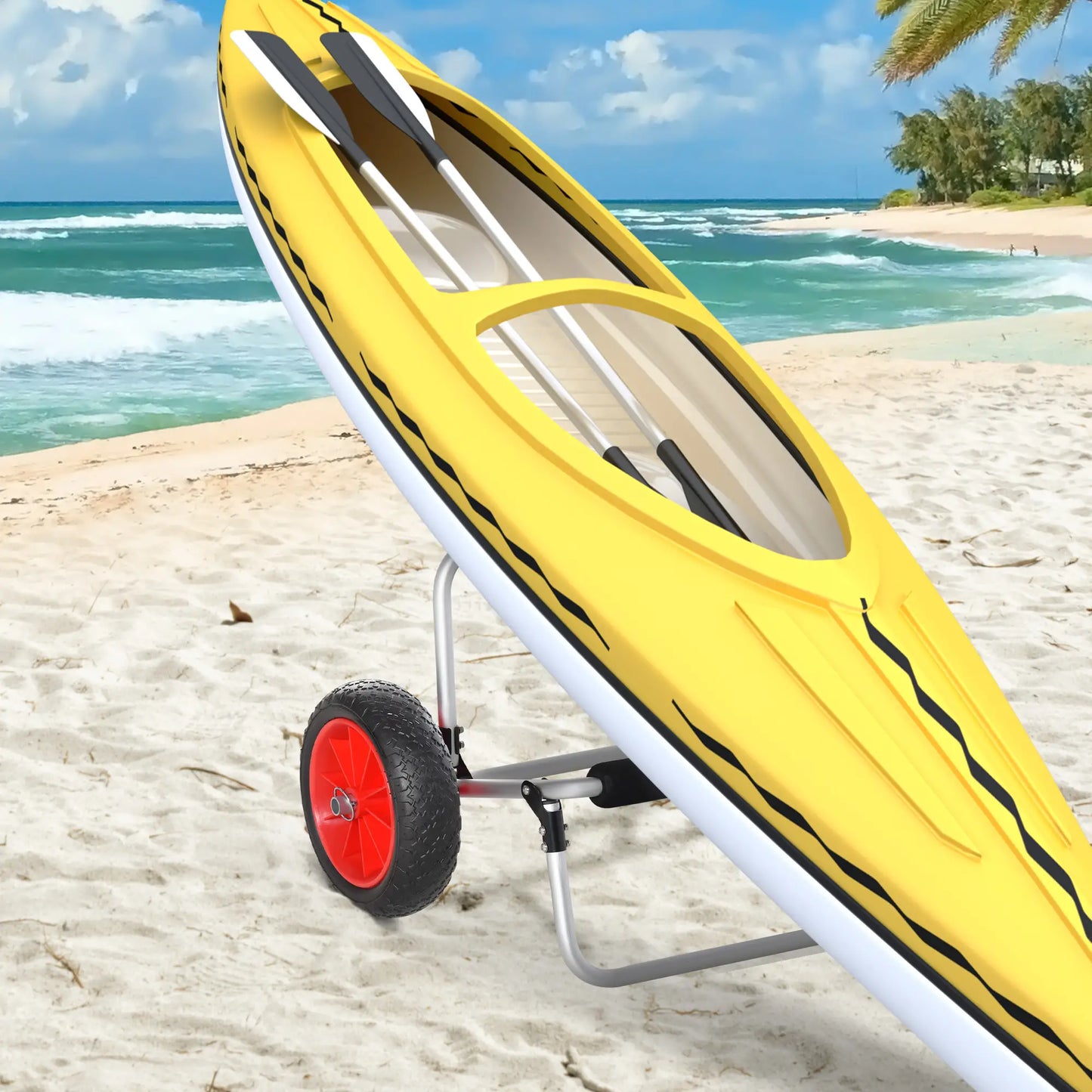 198LBS Kayak Cart, Foldable Canoe Dolly, Aluminum Frame, Silver Kayak Carts at Gallery Canada