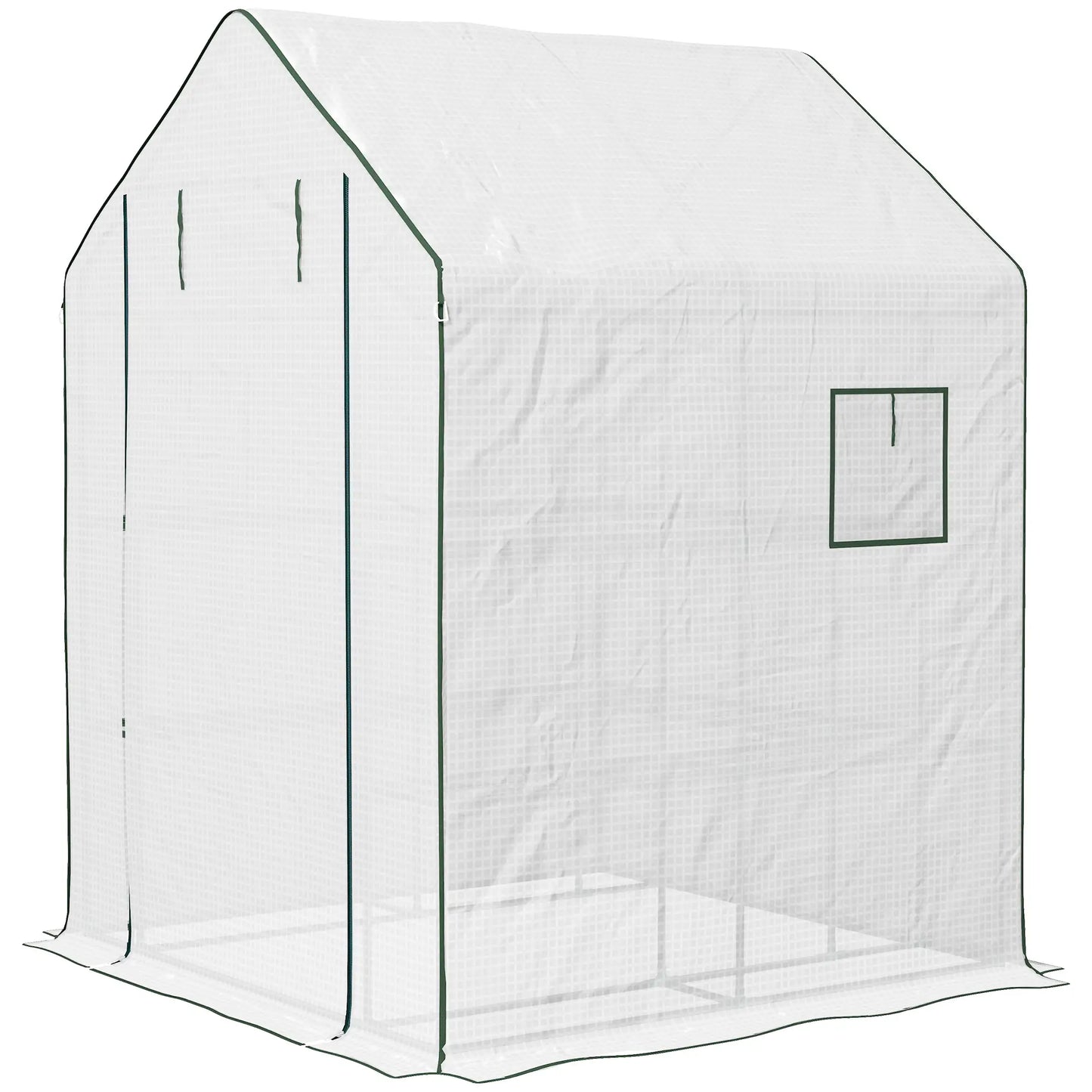 Portable Walk-In Greenhouse, 4.6' x 4.7', 2 Tier Shelves, White Walk In Greenhouses White, Dark Green at Gallery Canada