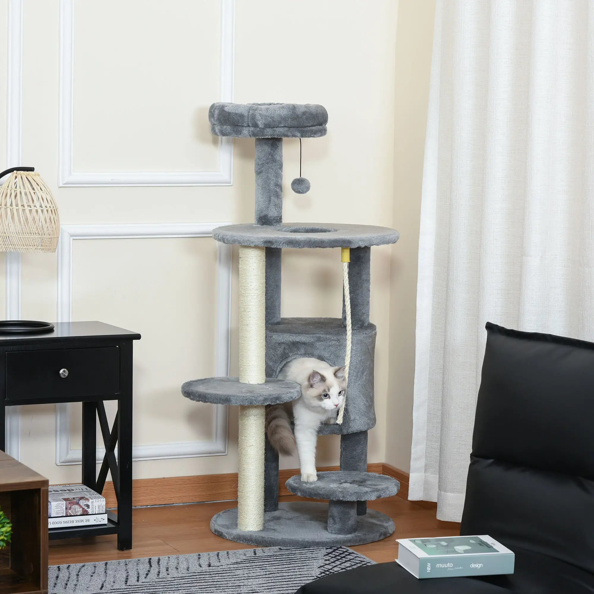 41 Cat Tree Tower with Condo, Scratching Posts, Dark Grey Cat Towers at Gallery Canada