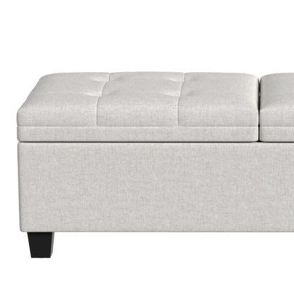51.2" Storage Ottoman Bench, End of Bed Bench, Cream White